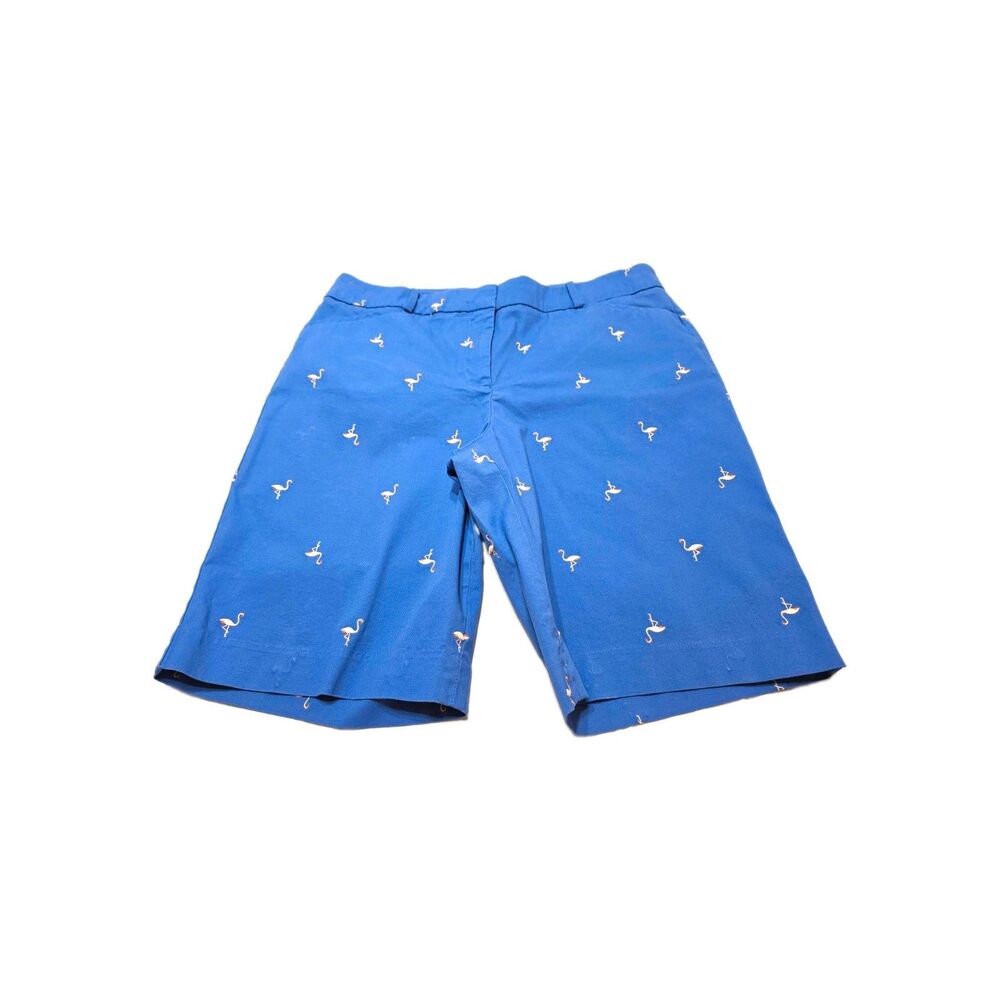 Talbots Embroidered Blue Bermuda Shorts Women’s 12 Cotton Stretch Pockets Golf